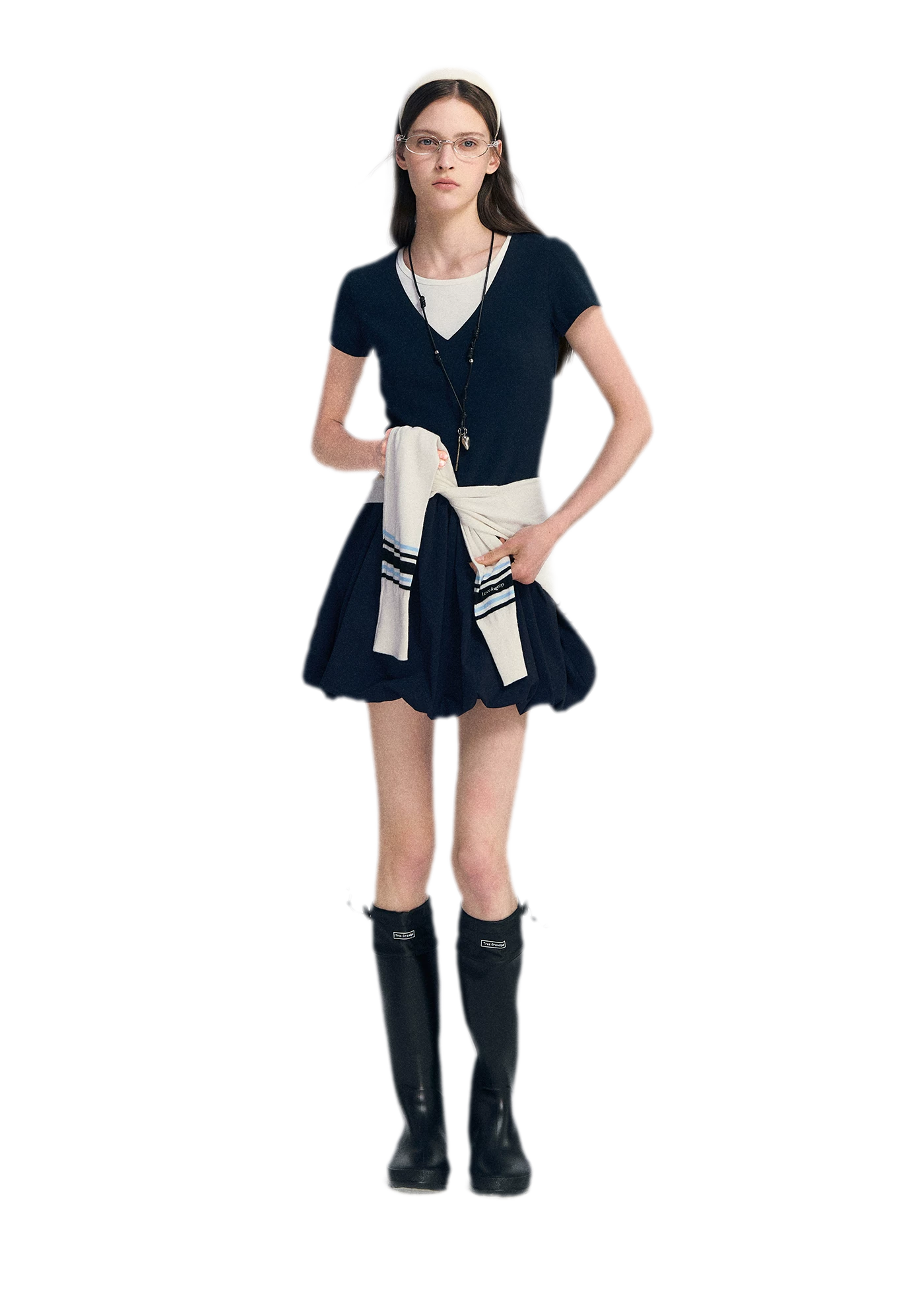 Contrast Trim Bubble Dress