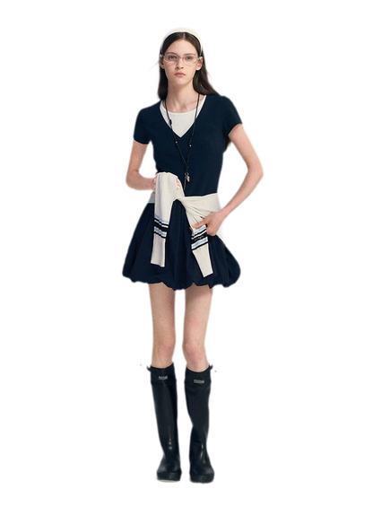 Contrast Trim Bubble Dress