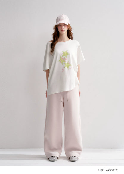 Asymmetrical Starfruit Print T-shirt