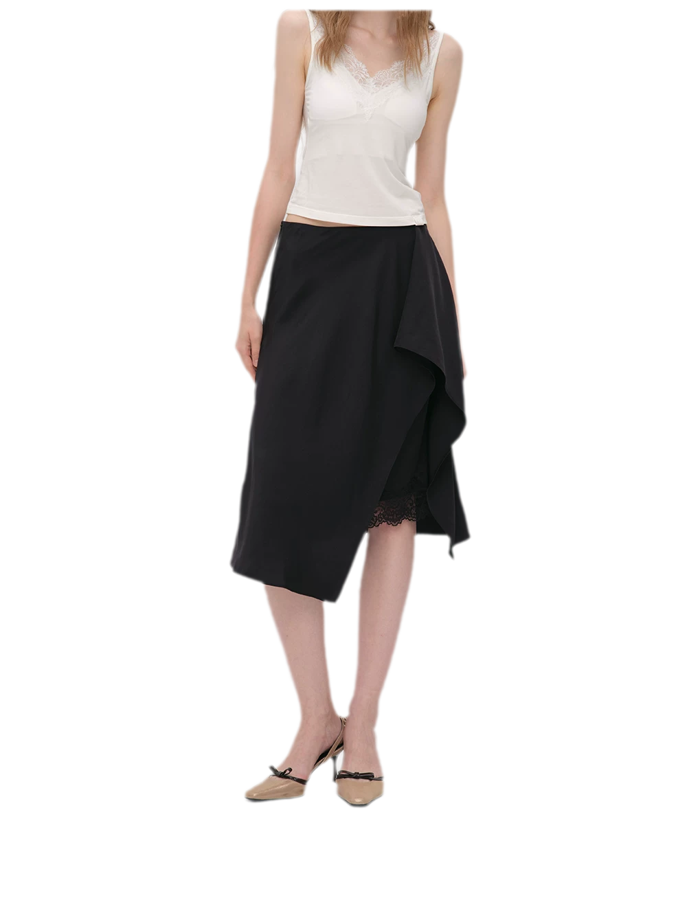 Silky Draped A-Line Skirt