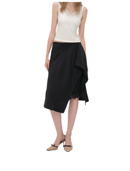 Silky Draped A-Line Skirt