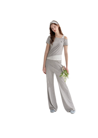 Lyocell Polka Faux Two-Piece Set
