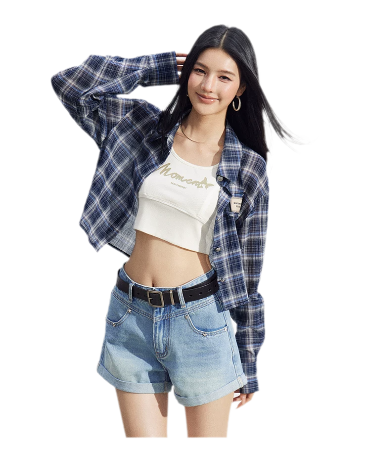 Embroidered Denim Shorts