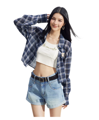 Embroidered Denim Shorts