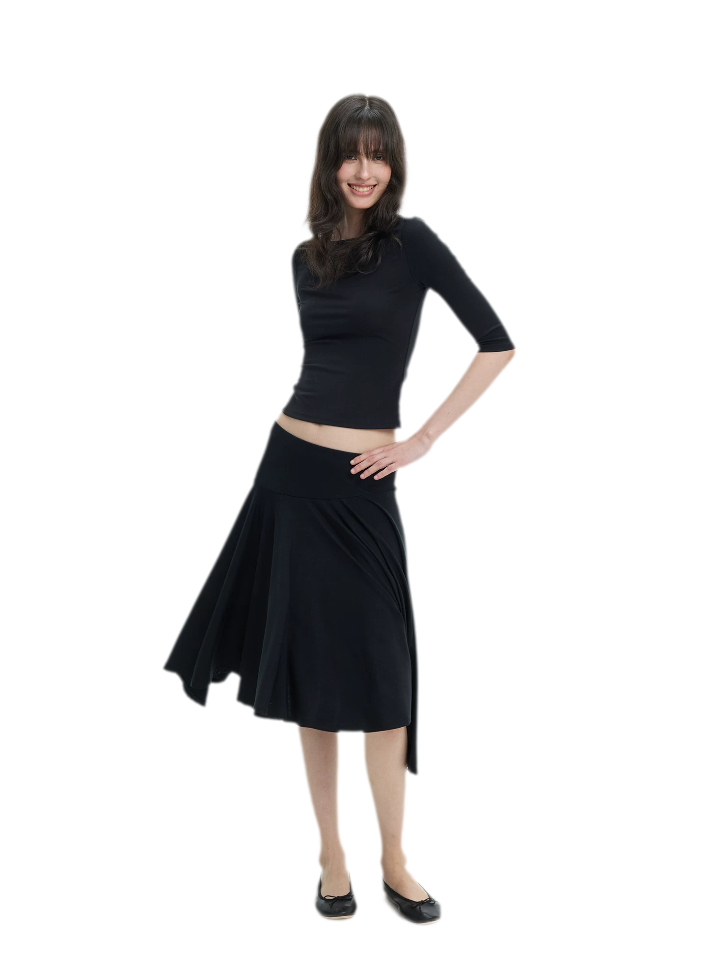 Lyocell Boat Neck Knit Top