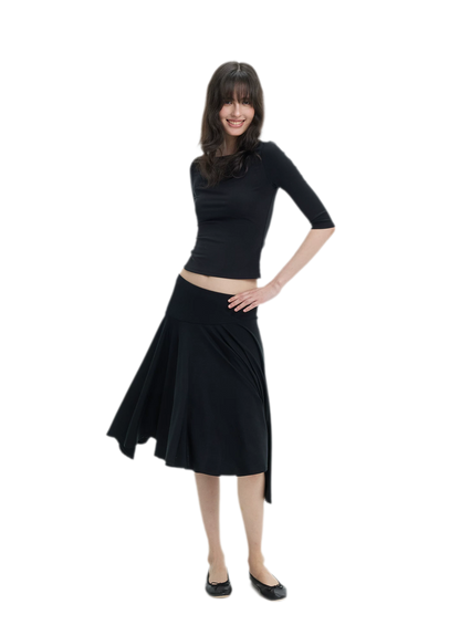Lyocell Boat Neck Knit Top