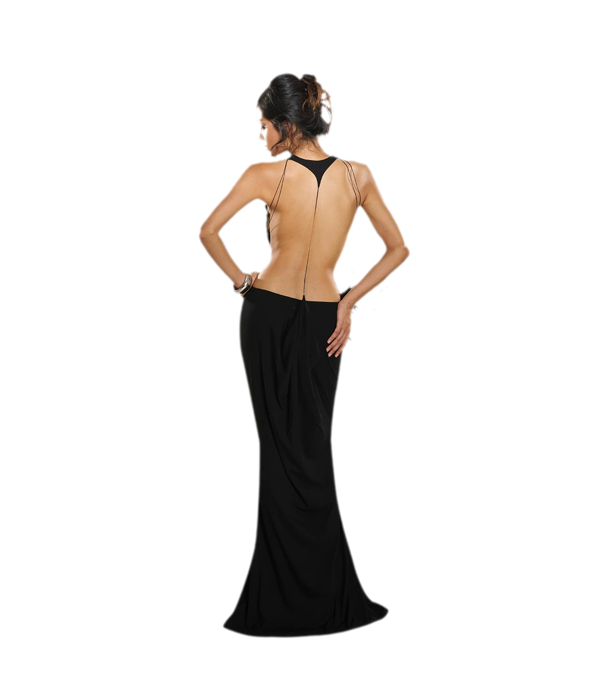 Chain Cutout Ruched Halter Dress