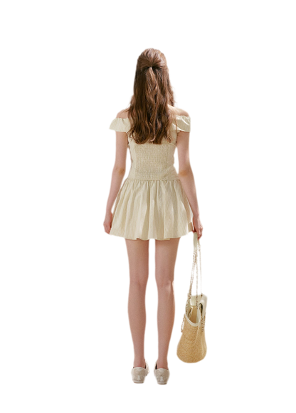 Striped Off-Shoulder Top and A-Line Skirt Set