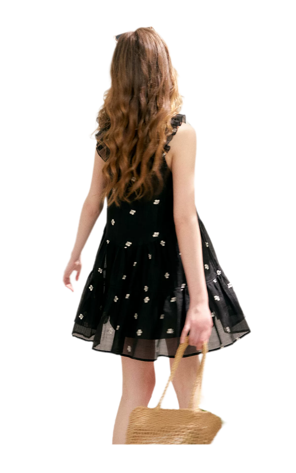 Tencel Embroidered Ruffle A-line Dress