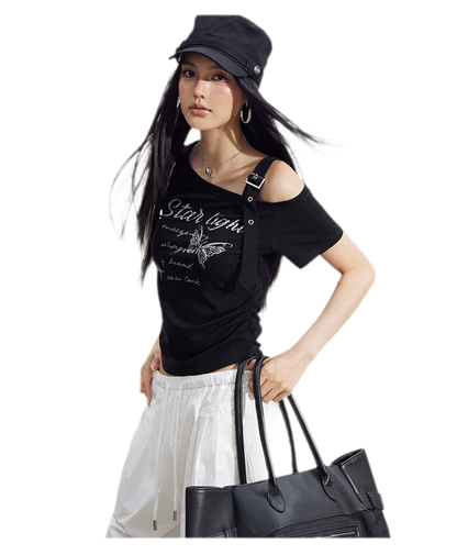 One-Shoulder Butterfly Tee