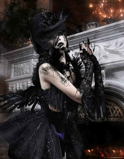 Feather Gothic Train Dress