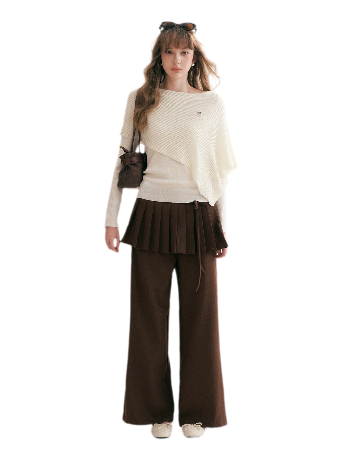 Diagonal Shawl Knit Sweater