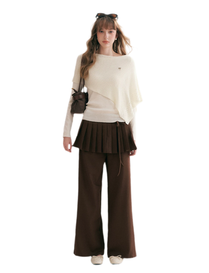 Diagonal Shawl Knit Sweater