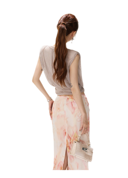 Floral Satin Mermaid Skirt