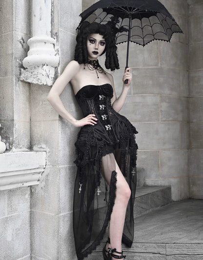 Áo corset bustier nhung lồng chim