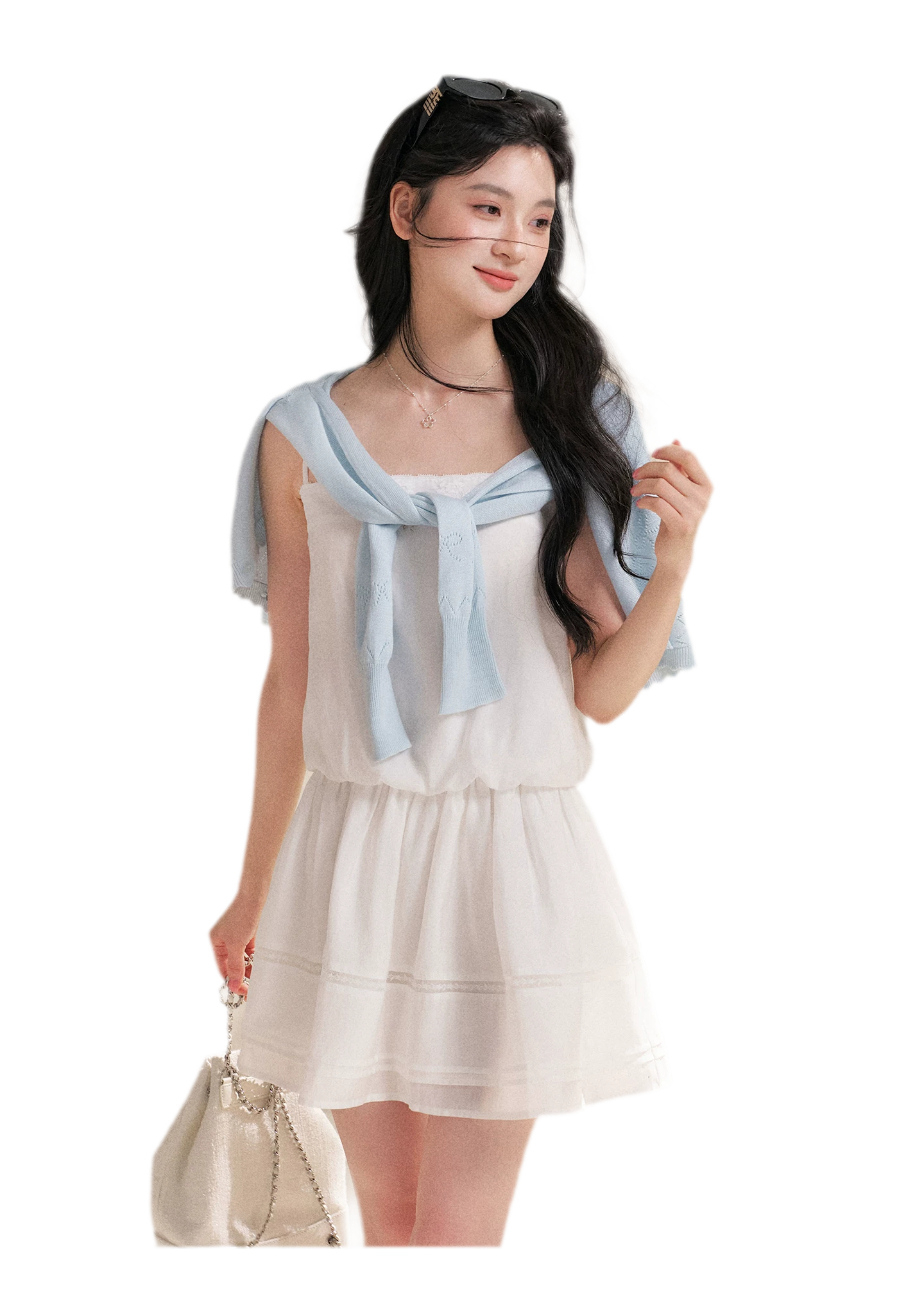 Soft Tencel Lace Dress &amp; Cardigan Set