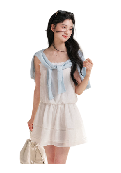 Soft Tencel Lace Dress &amp; Cardigan Set