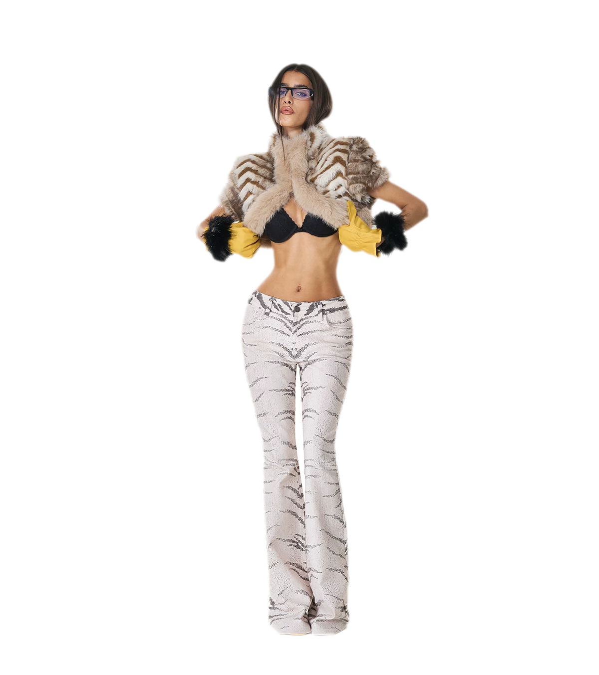 Animal Print Cropped Faux-Fur Jacket
