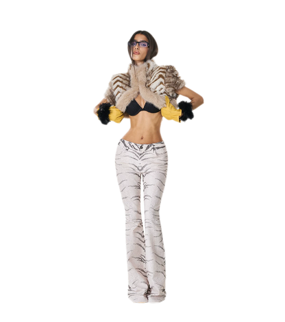Animal Print Cropped Faux-Fur Jacket