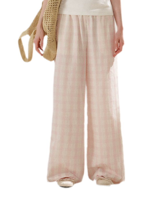 Checkered Wide-Leg Pants