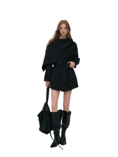 Double-Faced Wool Cape Coat