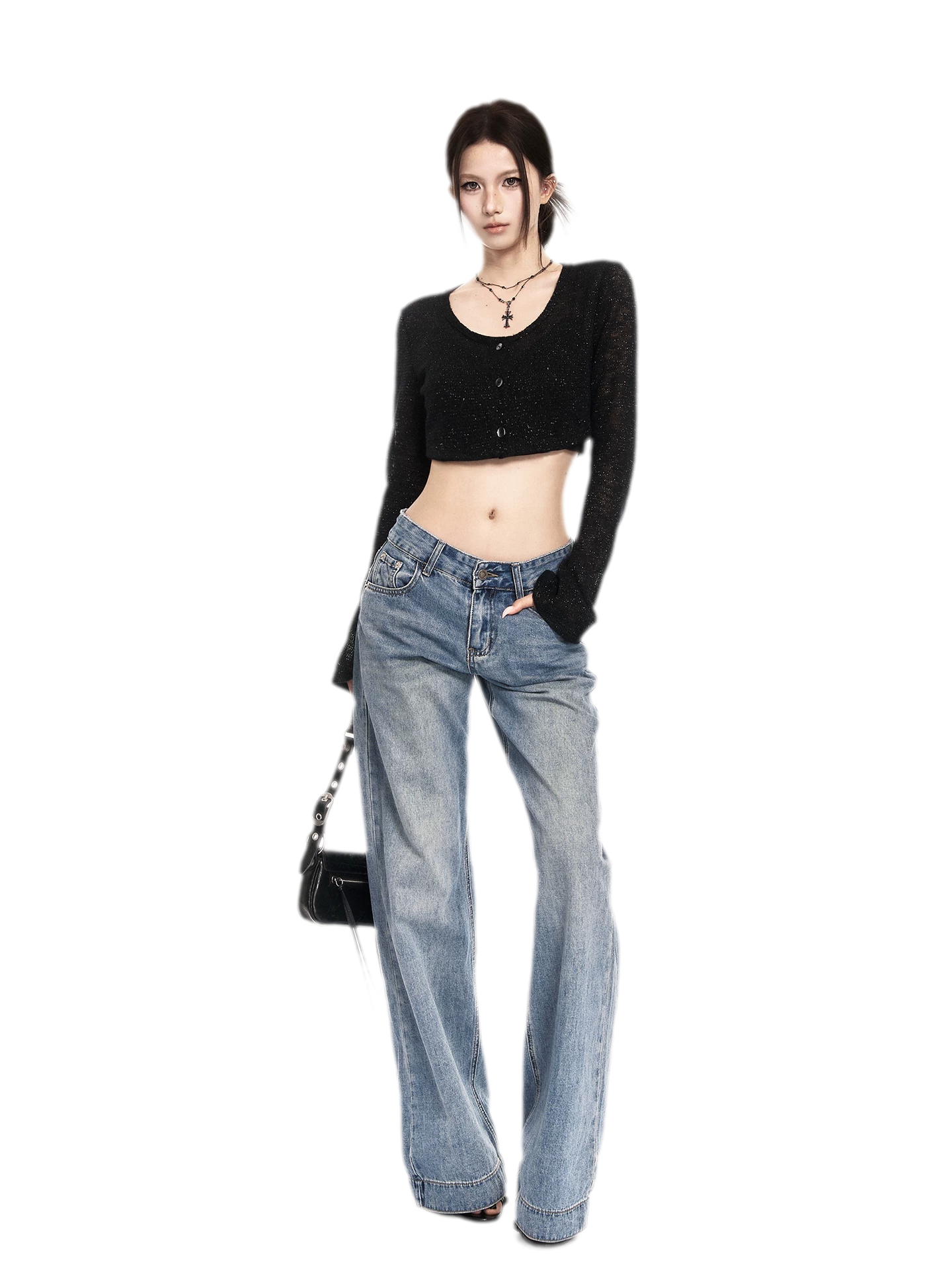 Vintage Wash Straight Jeans