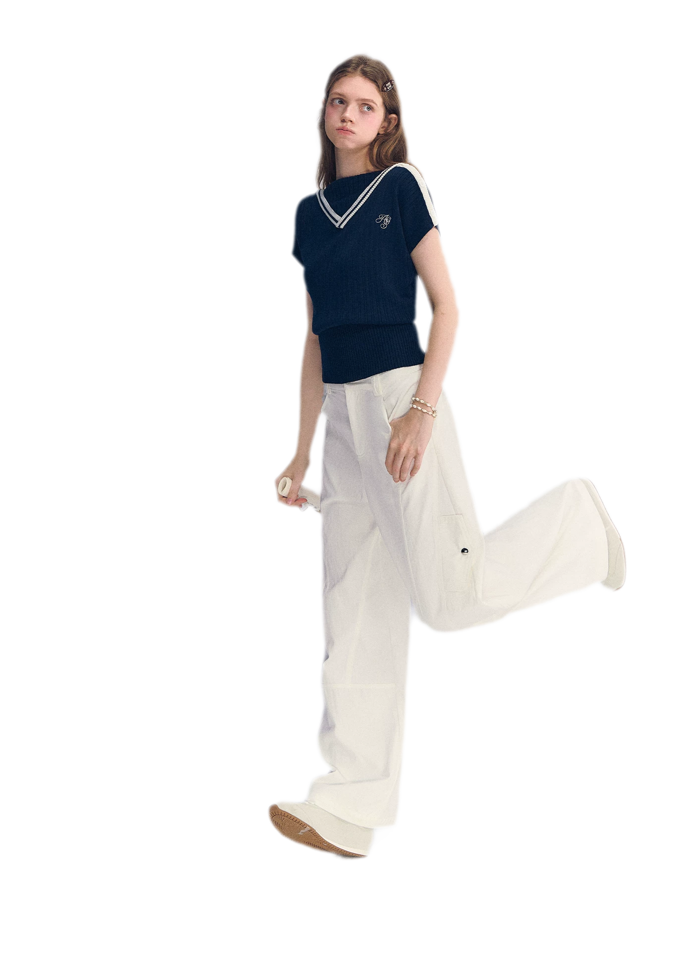 Deconstructed Curved Cargo Pants