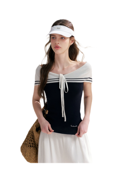 V-Neck Tie Knit Top