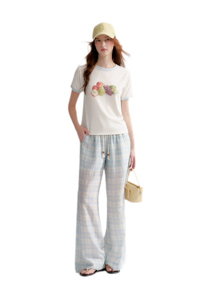 Rhinestone Fruit Print Tee