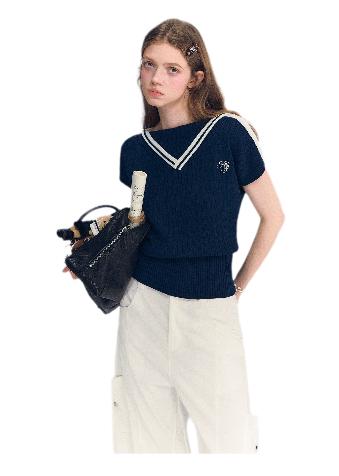 Contrast Trim Knit Top