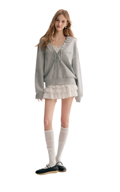 Cotton-Feel Ruched Oversized Hoodie