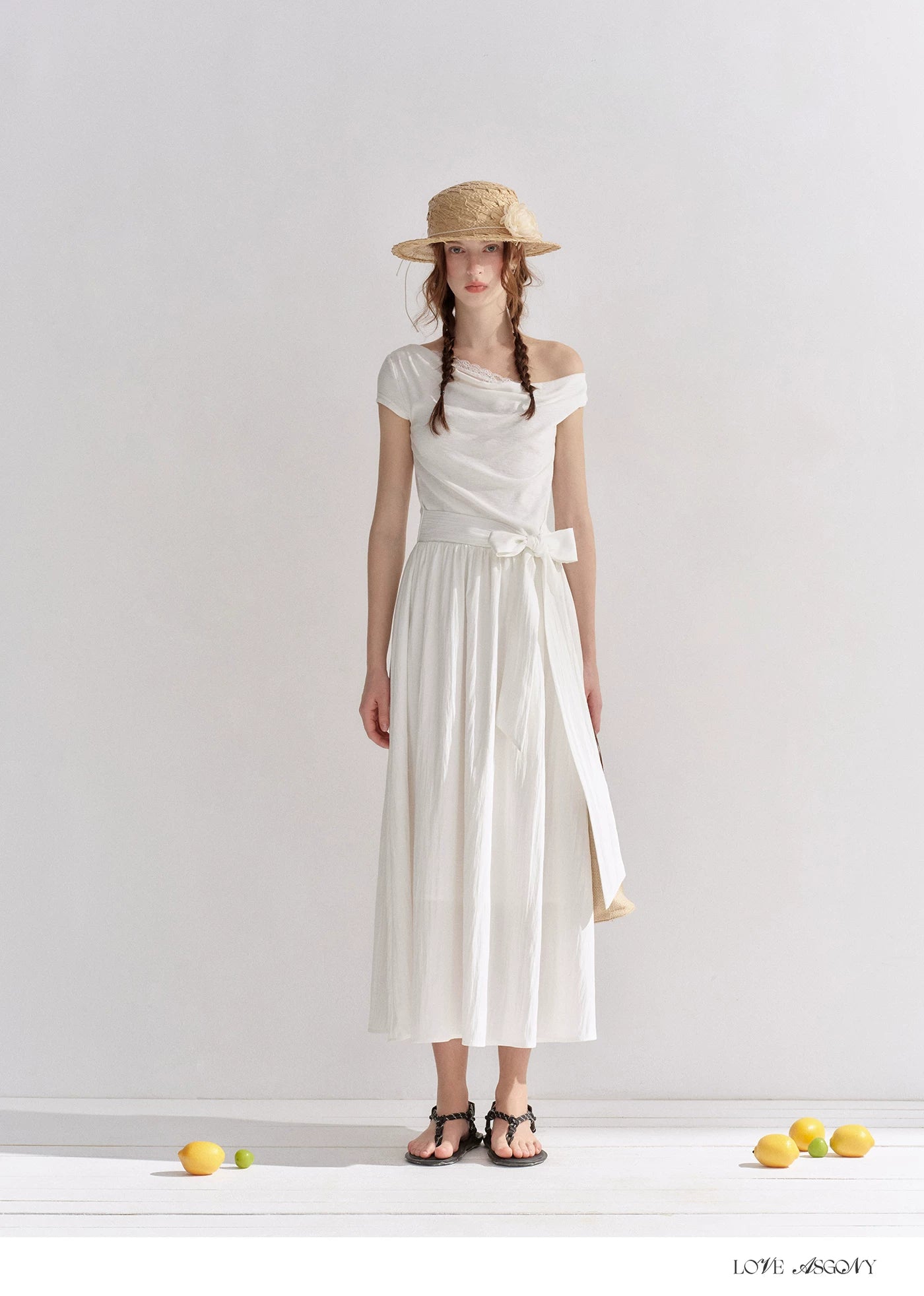 Lace-Trim Off-Shoulder Tie Dress