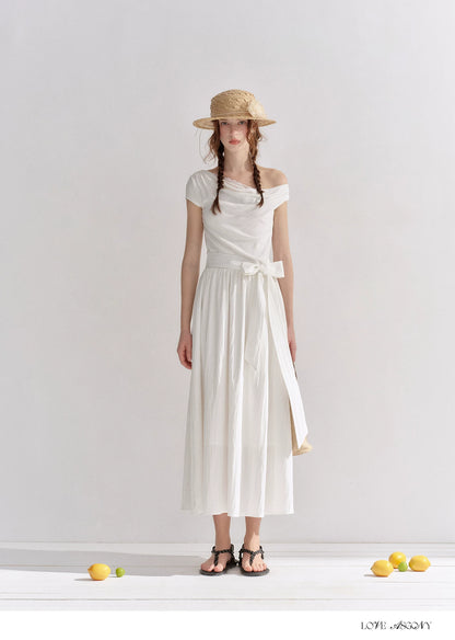 Lace-Trim Off-Shoulder Tie Dress