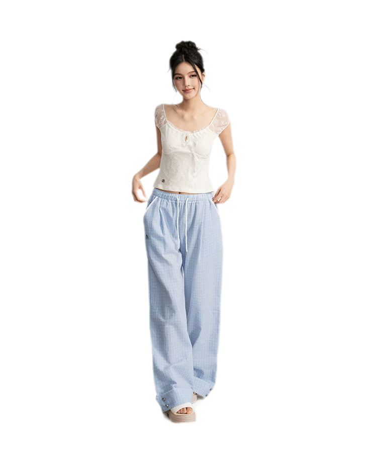 Plaid Wide-Leg Trousers