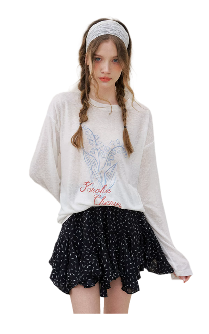 Hand-Drawn Floral Sun Protection Pullover