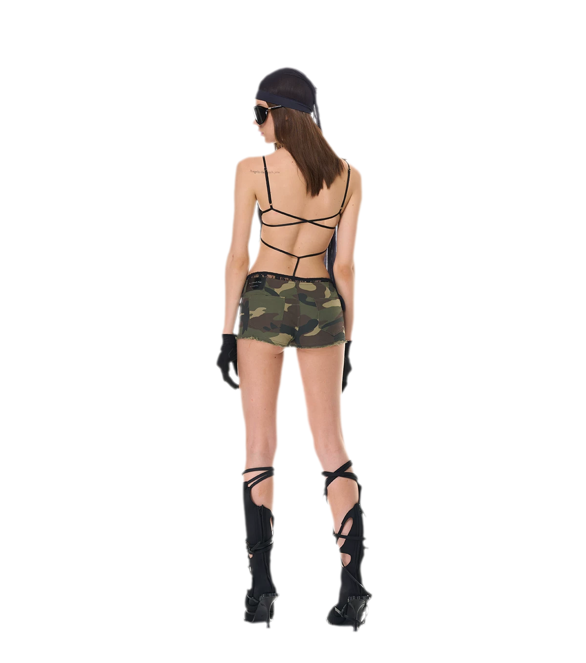 Camouflage Lace Trim Shorts