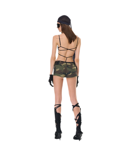 Camouflage Lace Trim Shorts