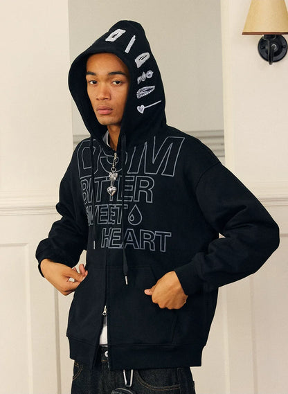 Raised Logo Zip Hoodie