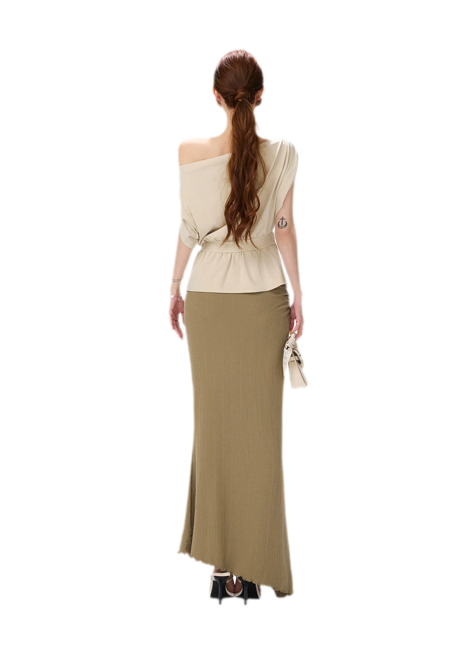 Lyocell Asymmetric Wrap Knit Top