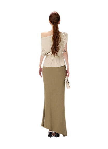 Lyocell Asymmetric Wrap Knit Top