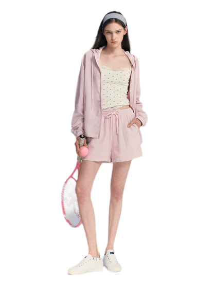 Lace Trim Drawstring Set