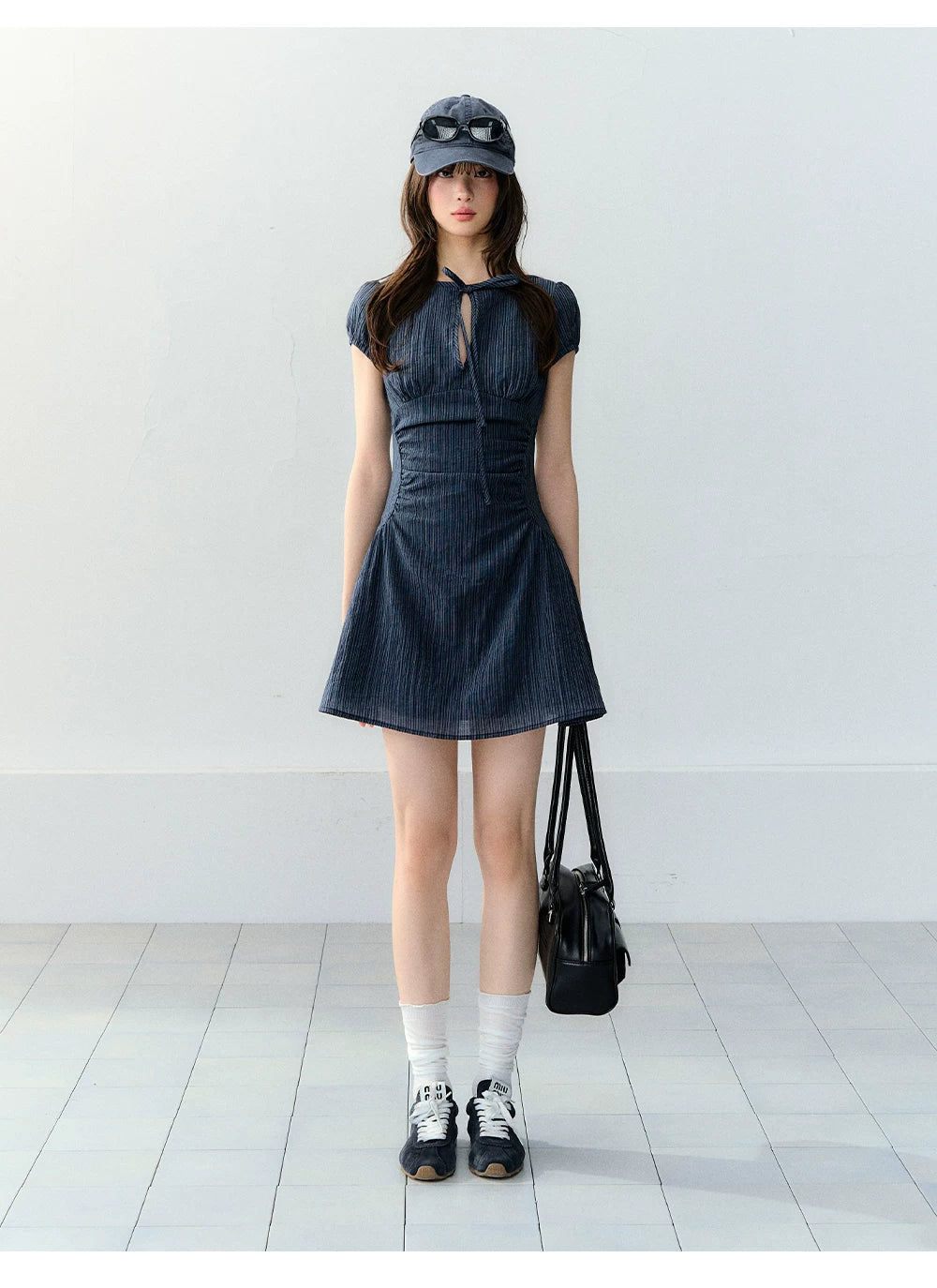 Vintage Embroidered Tie Waist Dress