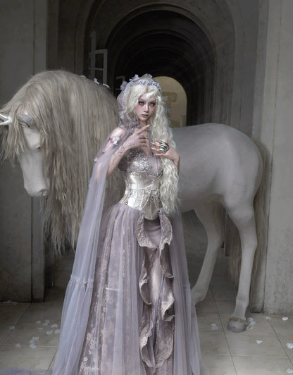 Handcrafted Floral Tulle Hooded Cape