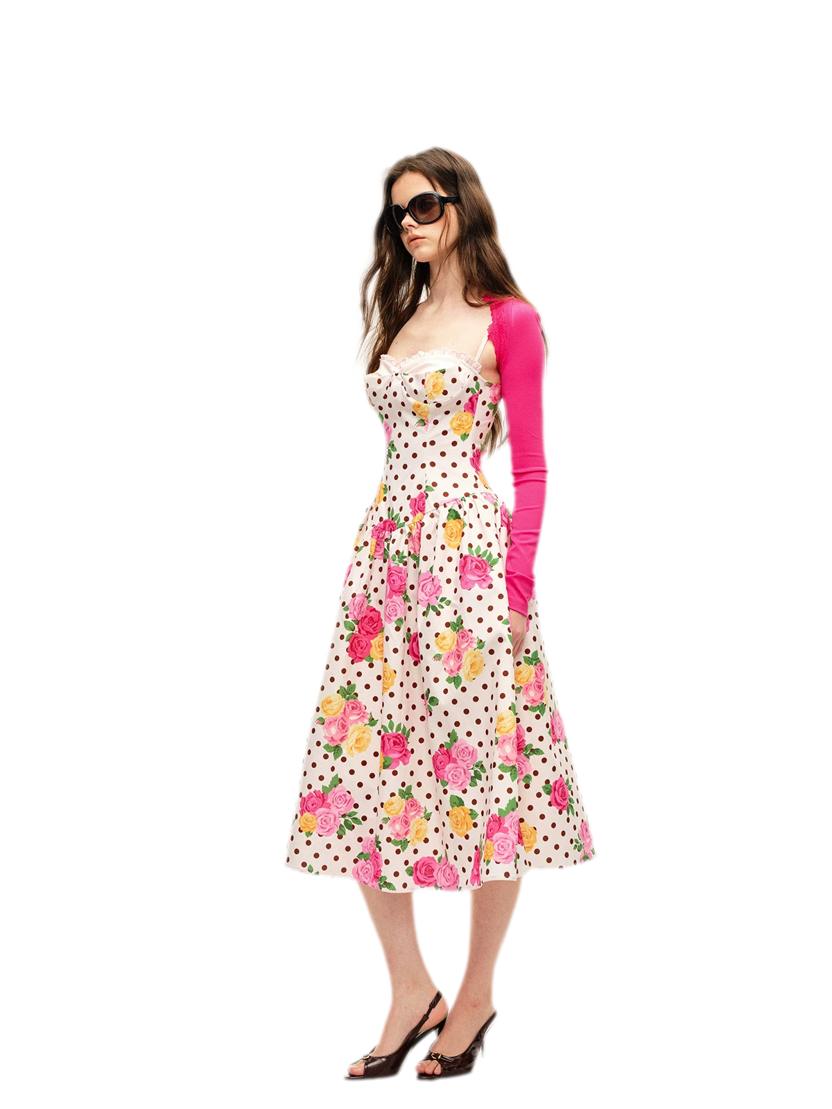 Lyocell Polka Dot Midi Dress