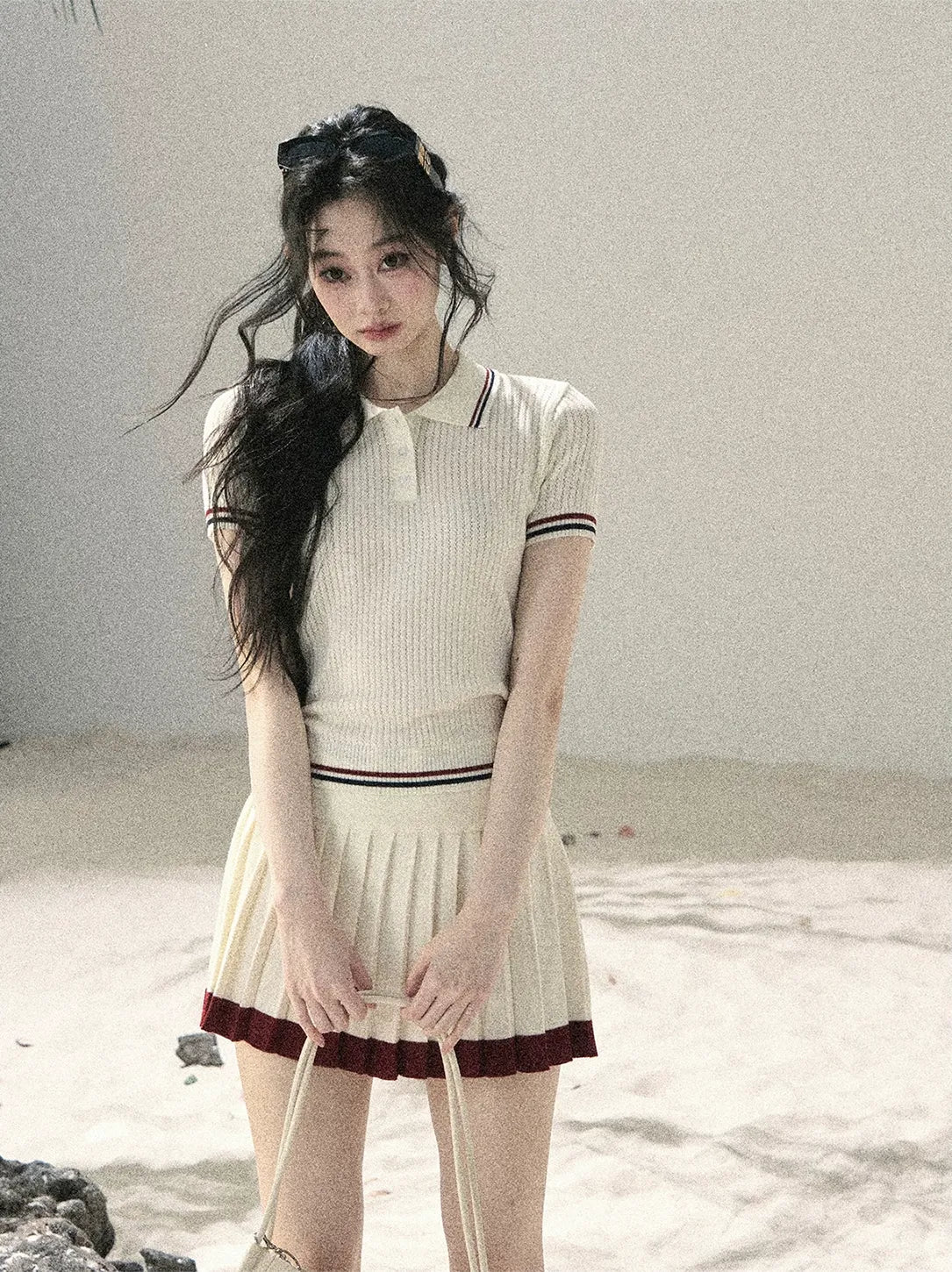 Ribbed Knit Polo Set