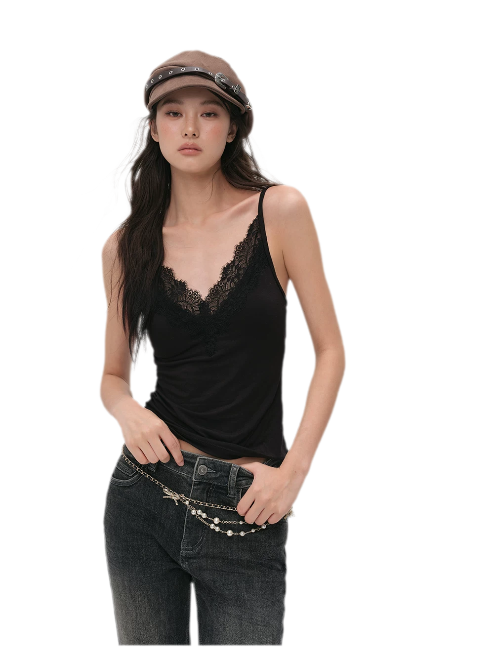 Lace Trim Built-In Bra Cami