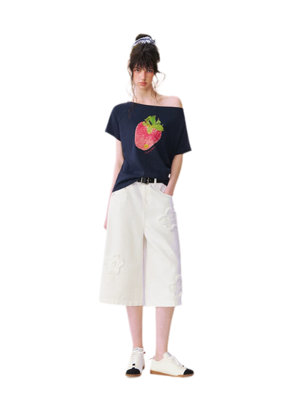 Dopamine Strawberry One-Shoulder Tee