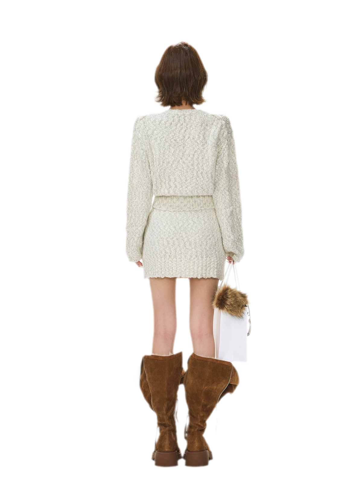 Fluffy Wool Knit Cardigan Set
