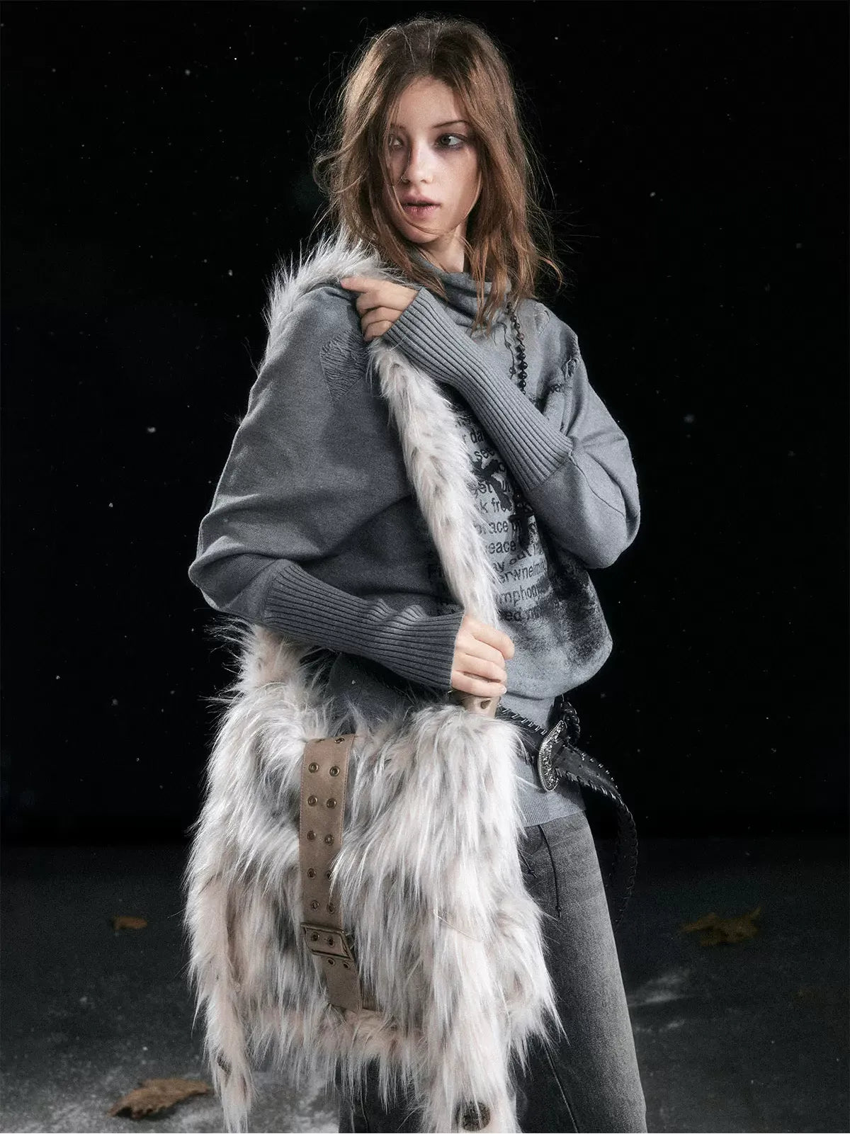 Furry Bunny Ear Crossbody Bag