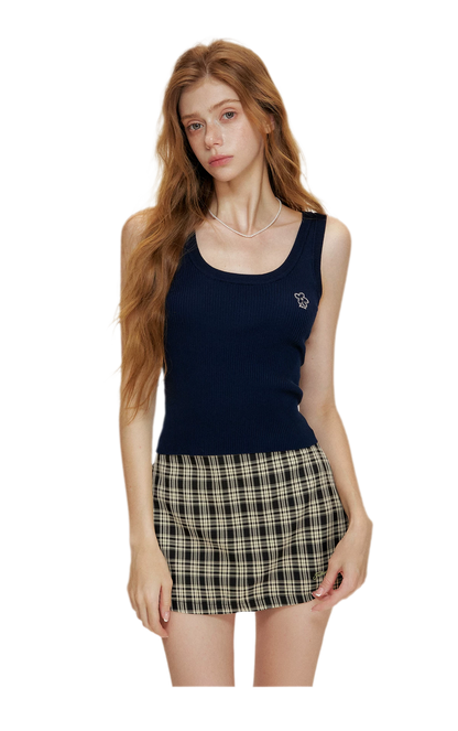 Soft Tencel Navy Shawl Tank
